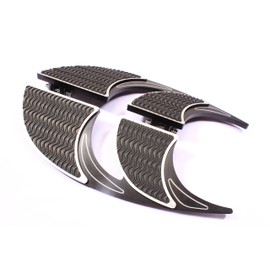 GCT M7-4 BLACK (2) FRONT BILLET FOOTBOARD FLOORBOARDS HARLEY TOURING STREET GLIDE ROAD KING ELECTRA GLIDE &FL SOFTAIL ULTRA CLASSIC 80-13