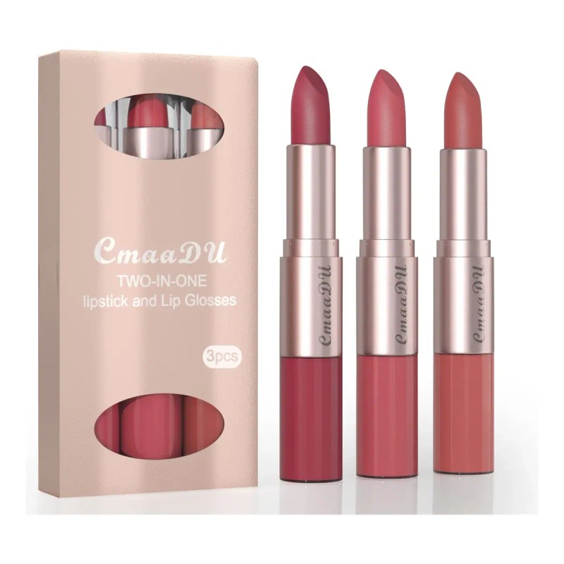 Set Cmaadu 3 Tubos Mate Labial Y Brillo 2 En