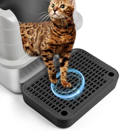 Bartuke Cat Litter Box Ramp Mat with Filter Function, Cat Step Pedal Stool for Self-Cleaning Litter Box, Easy to Clean, Ideal for Kitten & Elderly Cats (Black)