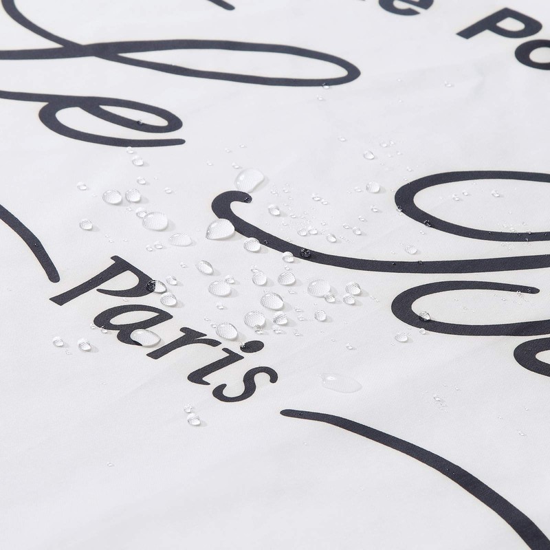 Le Bain Black Fabric White Printed Shower Curtain,Polyester Fabric Shower