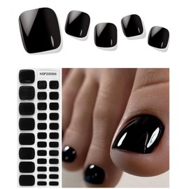 Kalolary Gel Toenail Wraps Strips, Black Toenail Stickers Pedicure Strips Long Lasting Salon Quality Nail Wraps with Nail File & Wood Stick(UV/LED Lamp Required