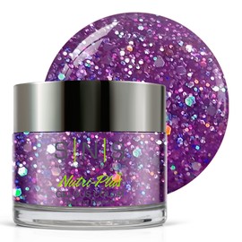 SNS Nail Dip Powder, Gelous Color Dipping Powder - Prized Parrots (Purple/Violet, Glitter) - Long-Lasting Dip Nail Color Lasts up to 14 days - Low-Odor & No UV Lamp Required - 1 Oz