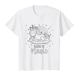 Kids Color your own unicorn craft for kids believe in magic T-Shirt