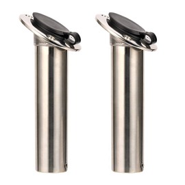Amarine Made 30 Degree Stainless Steel Heavy Duty Flush Mount Sunshine Resistant Rod Holder Black PVC Cap Liner (2pcs)