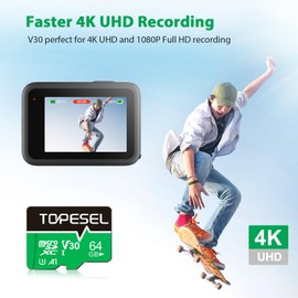 TOPESEL 64GB 2 Pack Micro SD Card Micro SDXC TF Card Flash Memory Card Up to 90MB/s, for Action Cameras, Drones, Smartphones and Tablets, 64GB Memory Card SDXC UHS-I, U3, A1, V30