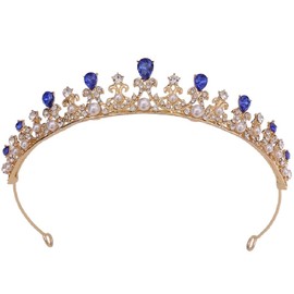 Crystal Wedding Headband Elegant Rhinestone Bridal Hair Accessories for Women Party Prom Pageant Accessories (Blue Diamond Style, One size)