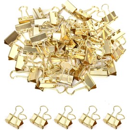 CUARUSUIKA Binder Clips Set,40Pack, 1 in Small Clip, Paper Clips for Office, Home, School, Crafts, Business(Gold)