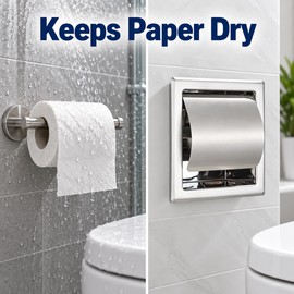 304 Stainless Steel Toilet Paper Holder – Waterproof Black Wall-Mounted Tissue Box Holder for Bathroom and Toilet