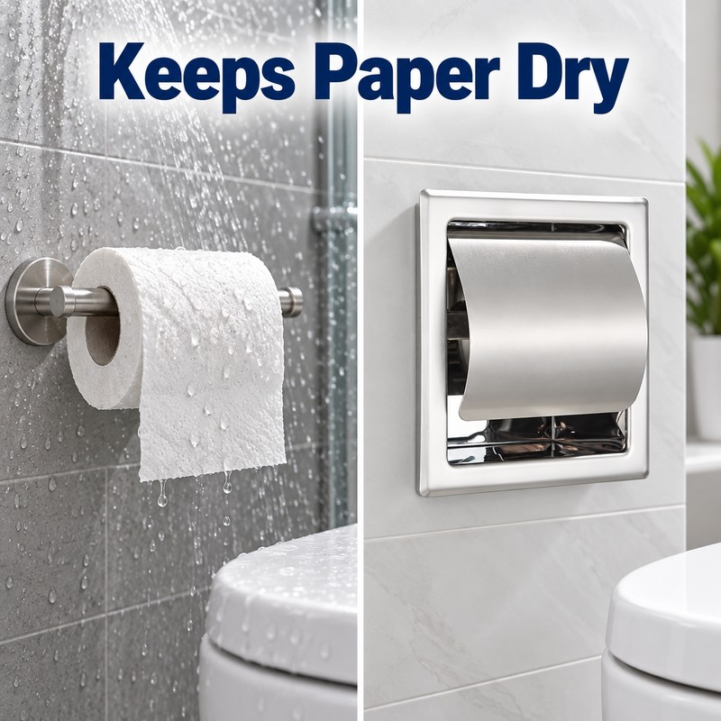 304 Stainless Steel Toilet Paper Holder – Waterproof Black Wall-Mounted