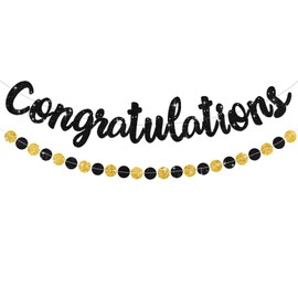 BEISHIDA Black Congratulations Banner(NO-DIY),2024 Graduation Banners, Grad Congrats Class of 2024 Party Supplies,Garland for Congratulation Graduation,Wedding,Retirement Party Decor