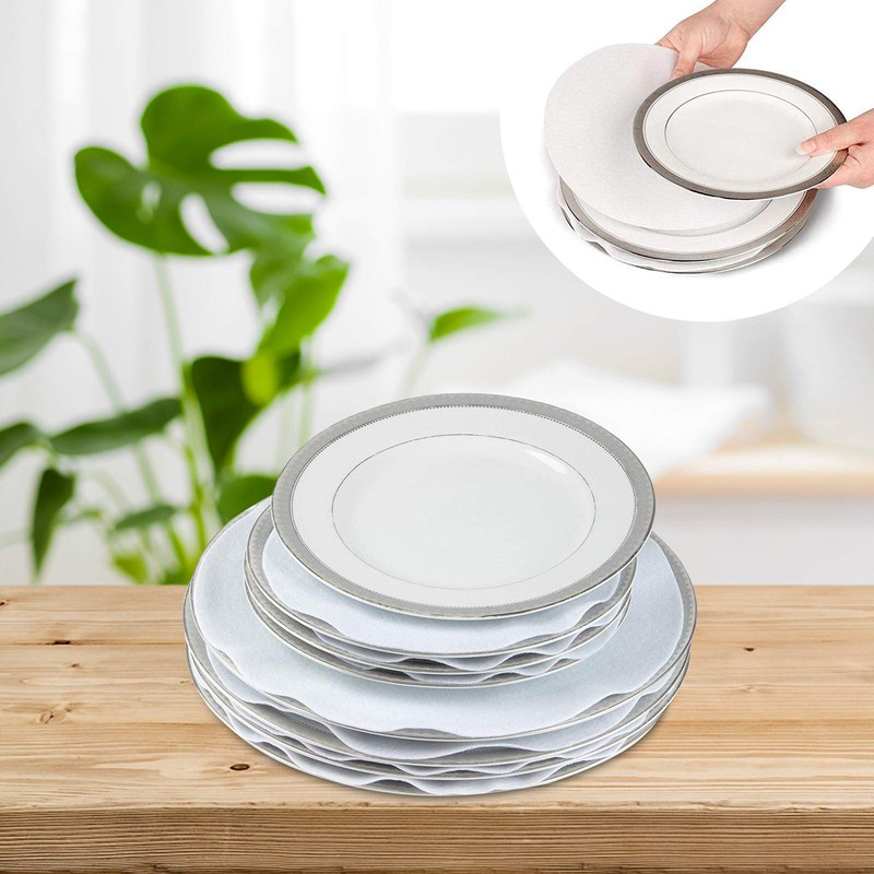 Queen.Y Felt Plate Divider, Pack of 24 Round Plate Protectors,