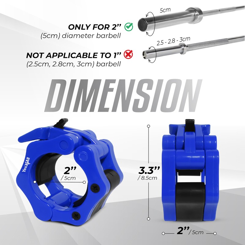 Yes4All 2 Inch Barbell Clamps Pair, Pro Lockjaw Collar Set