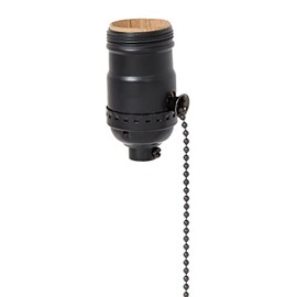 B&P Lamp® Brass Pull Chain Socket, Satin Black Finish, Pull Chain, On/Off Function, Uno Thread Shell