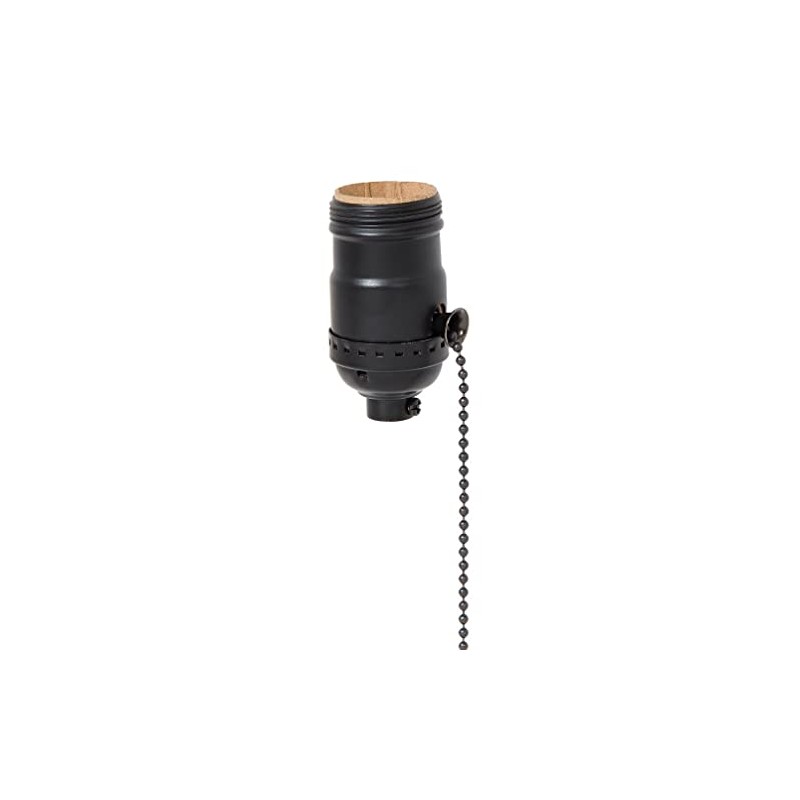 B&P Lamp® Brass Pull Chain Socket, Satin Black Finish, Pull