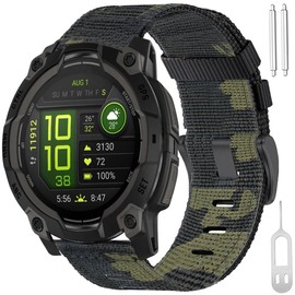 Compatible for Garmin Instinct Watch Band 45mm 50mm Men Women,22mm 26mm Pro Tactical Camouflage Rugged Nylon Bands for Instinct 3 Amoled /2/1/Solar/Tactical/Tide/Esports (Dark Camouflage, 45mm=22mm)