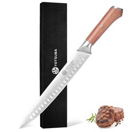 YOTSUBA Carving Knife for Meat, 10" Slicing Knife, High Carbon Steel Brisket Knives with Ergonomic Handle, Butcher Breaking Knives for Meat Cutting and Cooking with Gift Box