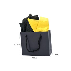 JUNESHE Small Gift Bags with Handles & Tissue Paper,4 Pack Mini Black Gift Bags, Extra Small Black Bags, Tiny Gift Bags