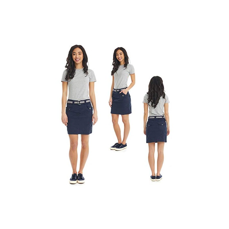 Suko jeans Womens Mid Rise Stretch Poplin Cargo Skirt with