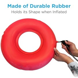 Nova NOVA Inflatable Donut Cushion, Easy to Inflate and Deflate Seat Cushion, Durable Rubber and Easy to Clean,Red 18 Inch (Pack of 1)