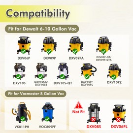 DXVA19-4101 Vacuum Bags Compatible for DEWALT 6-10 Gallon Wet/Dry Vacuums, Dust Disposable Collection Bag DXV06P, DXV09P, DXV09PA, DXV10P, DXV10PL, DXV10S, DXV10SA, DXV10SB