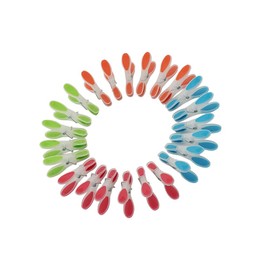 Maishijie Pack of 24 Clothes Pegs Sturdy Non-Slip Plastic Clothes Pegs for Air Drying (6 Green, 6 Red, 6 Blue, 6 Orange)
