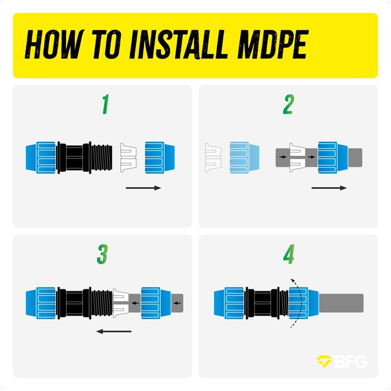 MDPE PE Water Pipe Elbow Plastic Compression Reducer Fitting 90