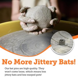 Chester’s Clay - Bat Pins - Set of 2 Bolts and 2 Wing Nuts - Fits Any Standard Pottery Wheel Head and Bat - 100% Stainless Steel (1 Inch - 2 Pack)