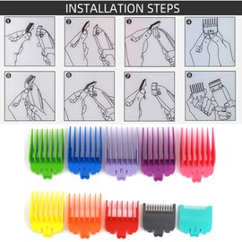 10pcs Clipper Guards for Wahl, Universal Professional Hair Clipper Guide Combs Replacement Guards Attachment Hair Cutting Guide Tool Compatible with Wahl Clippers (Multi-Colors and Sizes)