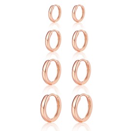 MASOP Silver Creole Earrings 925 Silver Stud 8/10/12 mm Women Girls Men, Silver