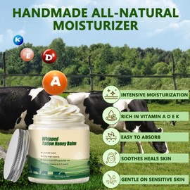 ZRCZRC Beef Tallow for Skin, Tallow and Honey Balm, 100% Grass-Fed Beef Tallow, Deep Moisturizing for Face and Body, Gentle and Non-irritating, Suitable For All Skin Types（4.23 OZ）