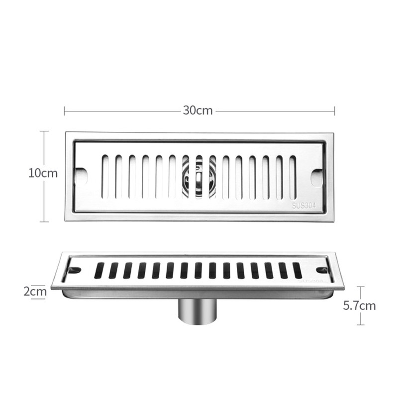 Shower Drain Long Stainless Steel Deodorant Removable Floor Drain for