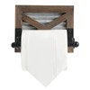 Farmhouse Toilet Paper Holder with Galvanized Metal& Black Metal -