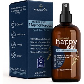 Era Organics Tónico En Spray Happy Skin Con Ácido Hipocloroso Al 0,02%: Extrafuerte, Extrasuave, 100% Natural. Limpiador Facial Y Corporal. Calma, Hidrata Y Repara La Piel Seca Y Sensible. Ph Equili