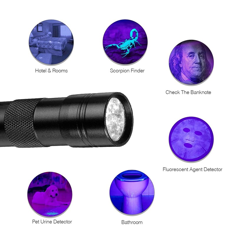 SLTG2020 UV Ultra-Violet 12 LED Flashlight Blacklight Light 395 nM