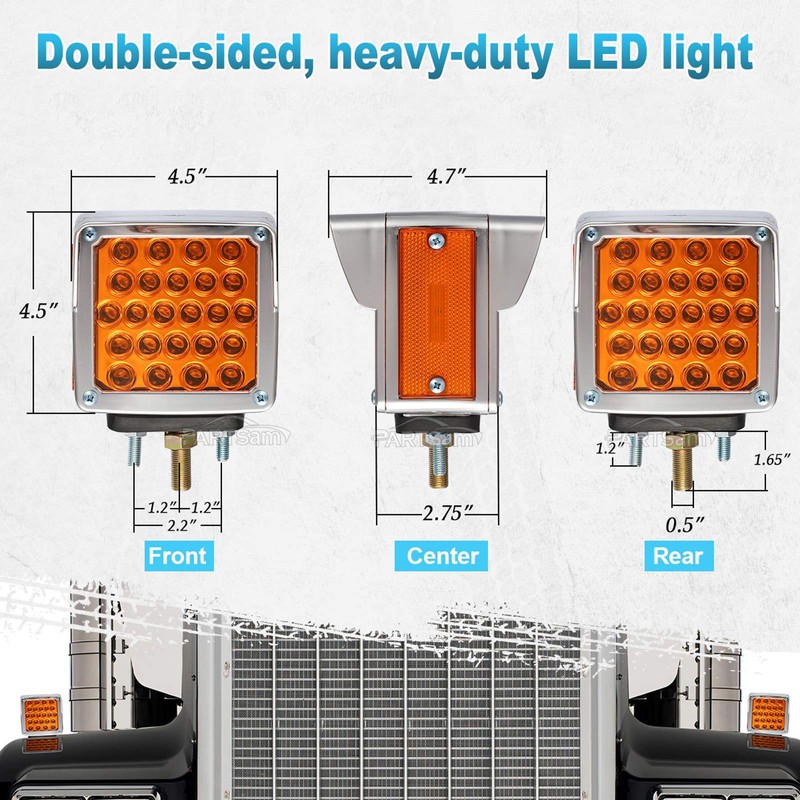 Partsam 2Pcs Double Face Trailer Pedestal Turn Signal Parking Lights