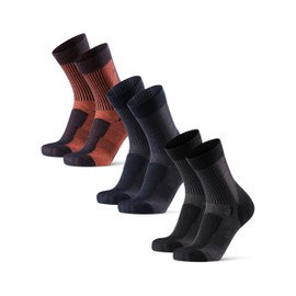 DANISH ENDURANCE Walking Socks Merino Wool Lightweight, Hiking Socks, for Men & Women, Unisex, 3 Pack, Multicolor (1x Navy/Orange, 1x Black, 1x Navy), 6-8