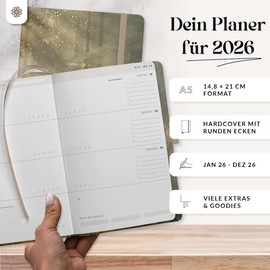 Lebenskompass® Calendar 2026 Book Calendar A5 "Forest" - Beautiful Weekly Planner 2026 & Appointment Calendar 2026 - Sturdy Hardcover with Elegant Foil Embossing