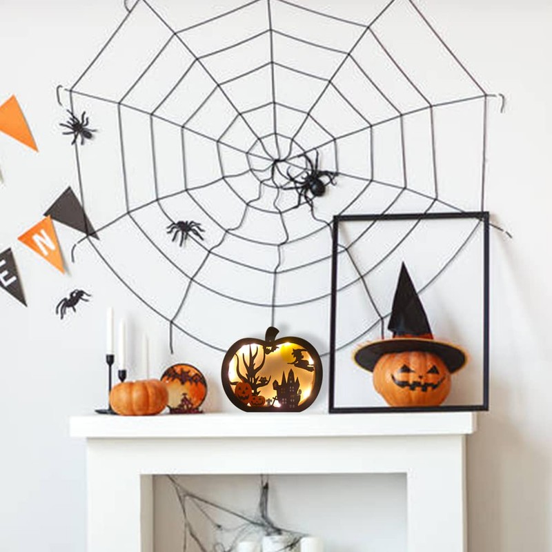 LOKIPA Halloween Wooden Decoration, Light Autumn Table Decoration for Halloween