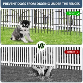 10 Panels Garden Fence Animal Barrier, 10.8ft (L) X 17in (H) No Dig Dog Fence, Arched Rustproof Metal Decorative Garden Fence, 1.25in Gap Flower Bed Edging Ground Defense Border for Dog Rabbit