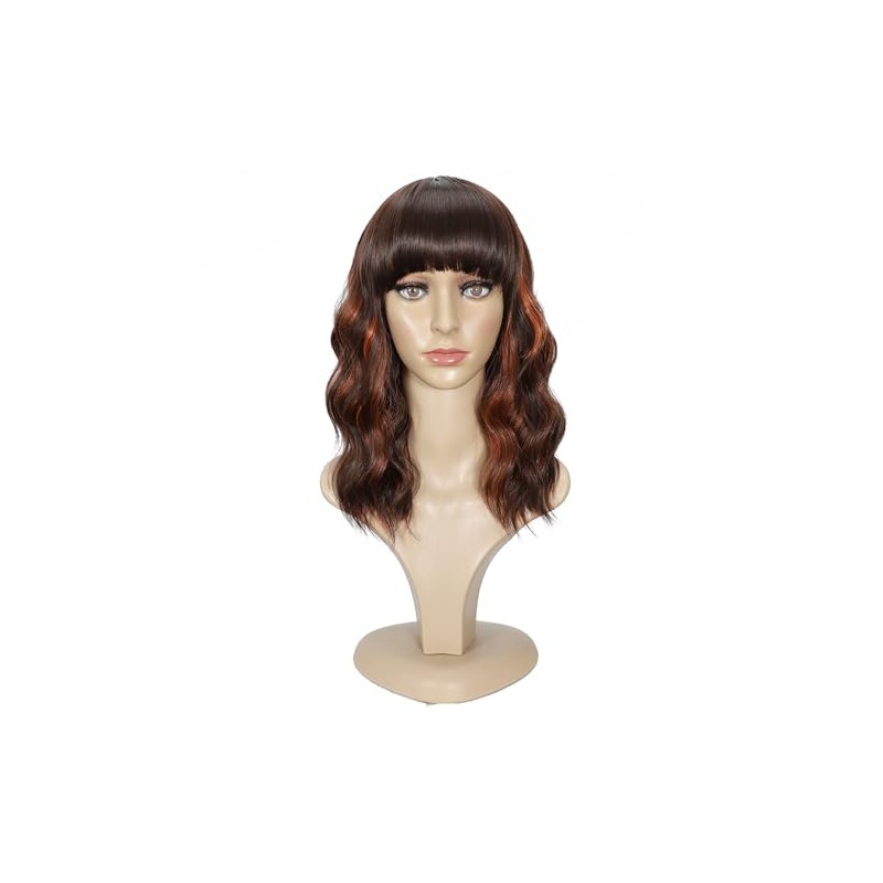 Ucubb Pelucas cortas y rizadas con flequillo para mujer, pelucas
