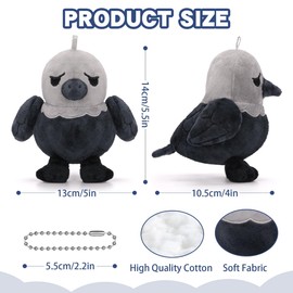 Dalycro TikTok Sad Bird Plush with Sound – Soft Emotional Inspiring Bird Stuffed Animal, Cute Plush Toy for Positive Vibes, Birthday Gift for Men, Women & Friends (Grey)