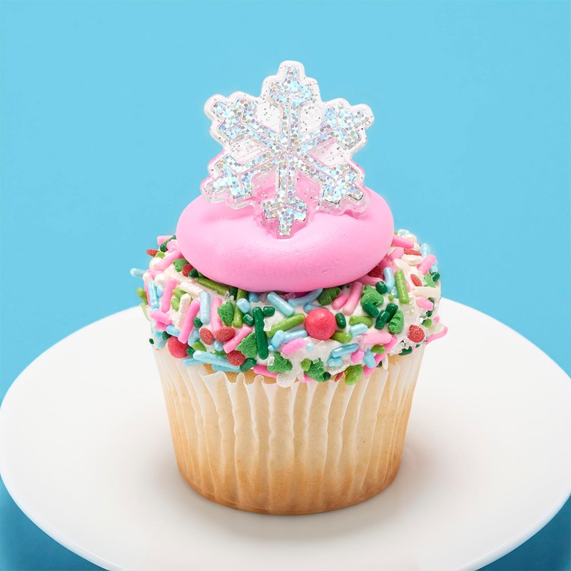 DecoPac Snowflake Rings, Sparkly Glitter Cupcake Decorations, Snow Cupcake Toppers