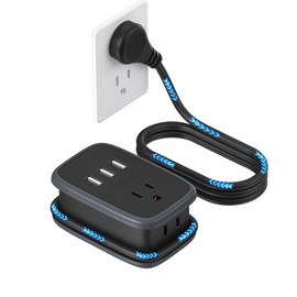 NTONPOWER Travel Power Strip with USB Ports, NTONPOWER 2 Outlets 3 USB with 3FT Short Extension Cord Flat Plug, Mini Power Strip Flat Plug, Portable Small Size for Travel Cruise Essentials, - color: black