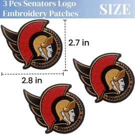 3 Pcs Senators Embroidered Patches for Clothing, Sew-On or Iron-On Badge, Canadian Hockey Team Logo for Jackets, Jeans, Cap and Bags, DIY Embroidery Accessories