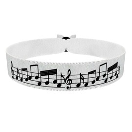 Notenmelodien auf Schwarz weißem Hintergrund - Stoffarmband - Wasserfestes Satinarmband - Musikalisches Accessoire - Geschenkidee für Musikliebhaber - Stilvolles Musikarmband