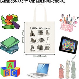 WCGXKO Book Lover Gift Cottagecore Jo Meg Beth Amy March Sisters Orchard House Book Fandom Merch Tote Bag
