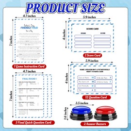 Halloscume Father's Day Friendly Feud Game with 2 Answer Buzzers, Feud Cards for Family Game Night Fun Trivia Quiz for Party Office Class Groups Team Building