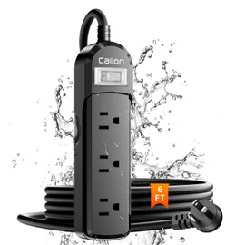 VNJ Outdoor Power Strip with 3AC Outlets, IPX6 Waterproof Surge Protector, Safety Lock Design and ETL-Certified Cables, 6FT Extension Cord for Home, Garden, and Commercial Use