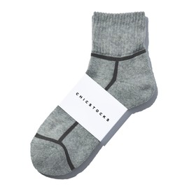 CHICSTOCKS Sixtox Socks, Men's, Women's, Nara Knitting Socks, Gift Men, 8.7 - 11.0 inches (22 - 28 cm), Ankle Socks, Light gray × dark gray