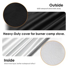 Heavy-Duty Waterproof Patio Cover for 2-Burner Outdoor Cooking System, Camp Stove Protector, Tear-Resistant Gas Cooker Canopy, Protective Shield for Outdoor Kitchen (Black)